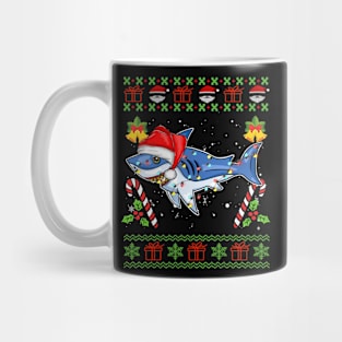 ugly christmas sweater shark Mug